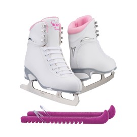 Jackson Ultima Finesse JS180 Figure Ice Skates for Women Bundle with Guardog Skate Guards/Pink/Adult 8