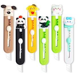 6 Pack Box Cutter Retractable, Sharp Utility Knife Retractable, Cute Box Cutters for Office, Home, Arts Crafts, Cartons, Cardboard Multi-Colors