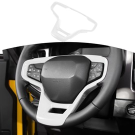 Jeliker for Bronco White Interior Accessories for Ford Bronco 2021 up Steering Wheel Panel Trim (Not fit Sport)