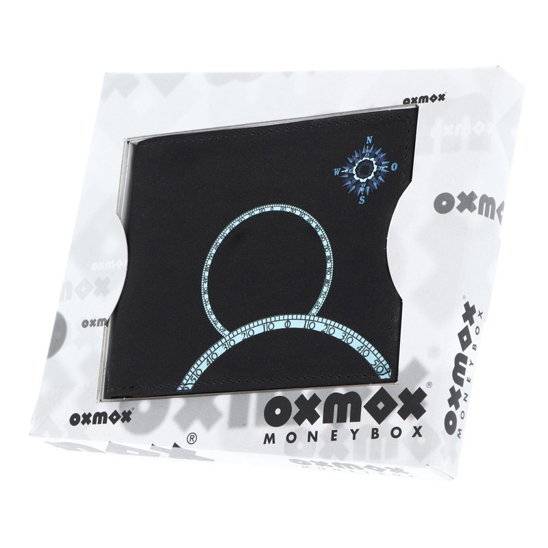 Oxmox New Cryptan RFID Protect Wallet, Wind Rose Print Cyan