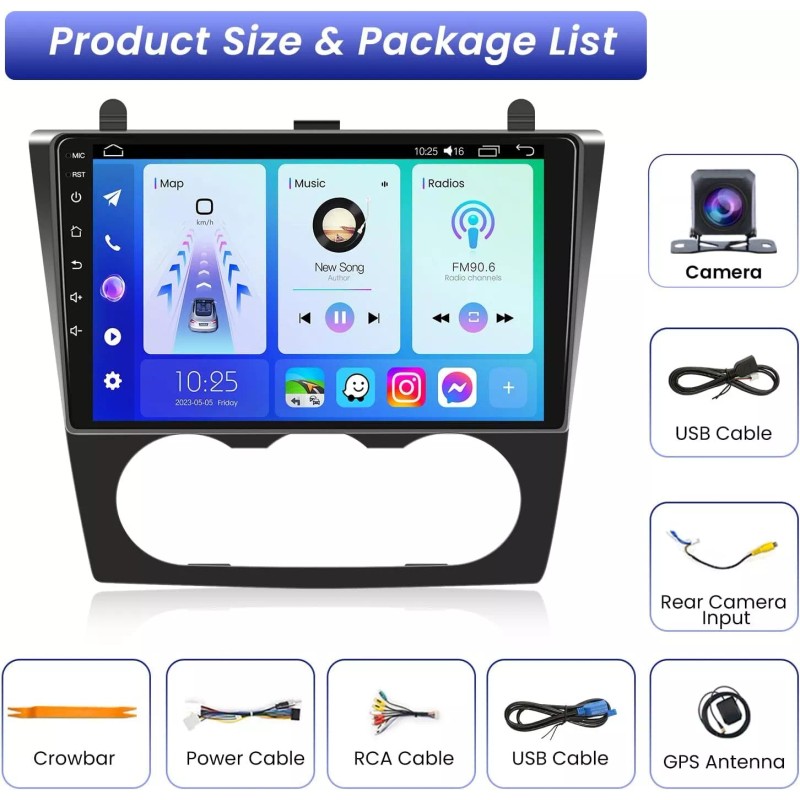 For 2007-2012 Nissan Altima Apple CarPlay Car Radio Android 12