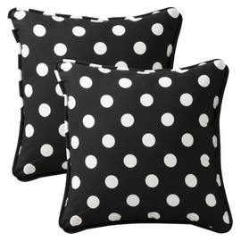 Pillow Perfect 386836 Perfect Decorative Polka Dot Toss Pillow, Square, Black/White