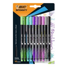 BIC, Plumines de Punto Ultra Fino, Rotuladores para Delinear, Intensity, Surtido de Colores Intensos, 10 piezas
