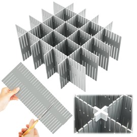 Blosssound 15 Pcs 5.12 Tall Drawer Divider Adjustable Drawer Organizer DIY Ultra Deep Storage Organizer Separator with Fixed Buckle for Underwear Socks Dormitory Office Kitchen Bedroom(Grey)