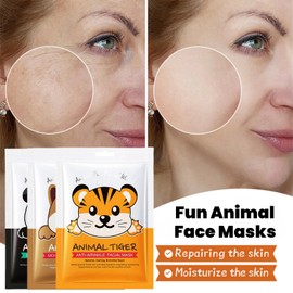 3Pcs Face Masks Skincare,Sheet Mask Set,Fun Animal Printed Sheet Face Mask,Hydrating & Nourishing Face Masks Beauty,Moisturising Face Masks,Hydrating Anti Aging Face Masks Set,Overnight Face Mask