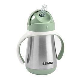 Beaba Vaso para Sorber con Pajita de Acero Inoxidable, Sabio