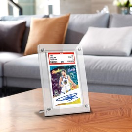 1-Slot Clear PSA Card Display Case Frame - Plastic Trading Card Stand for Collectibles Baseball Basketball Football Soccer and Sports Start Cards (1 Pack Desk Frame)
