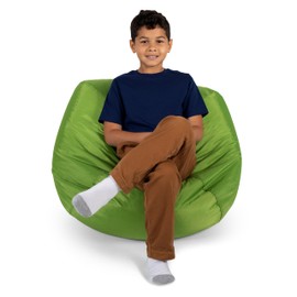 Big Joe Classic Bean Bag Chair for Kids Bedroom and Reading Nook, Easy-Clean Spicy Lime, Durable Nylon Polyester Blend, 2 feet Refillable
