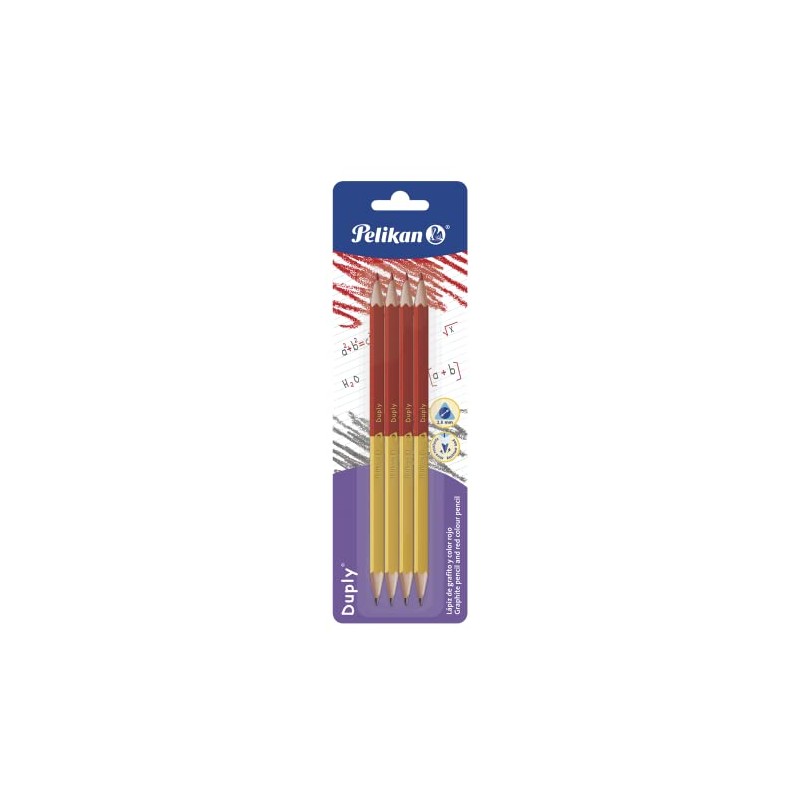 Pelikan 4 lápices Duply Grafito y Color Rojo Ideal para