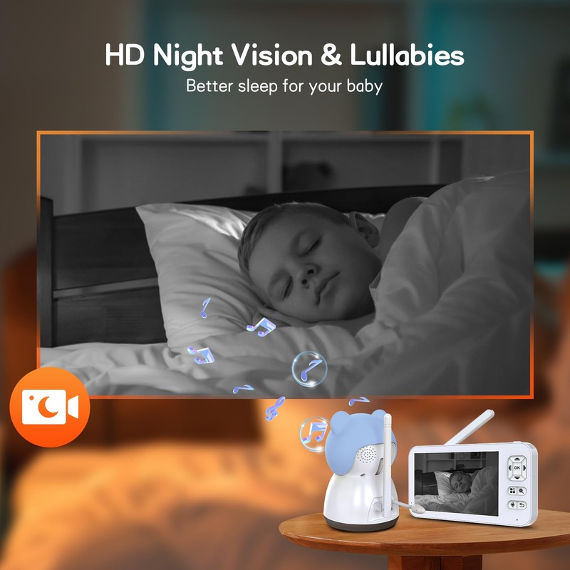 ACEBELL Smart WiFi Video Baby Monitor,2K HD Baby Camera with