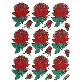 XIAXIN TSS-667 Waterproof Hologram Glitter PVC Rose Rose Sticker Rose Sticker Set Weatherproof Waterproof Rose Character Suitcase Nameplate Locker Indoor Outdoor Use