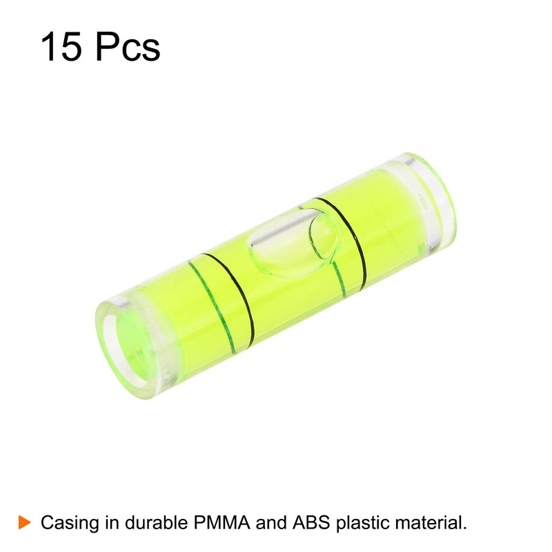 sourcing map 15pcs Small Cylindrical Bubble Level Vials 10x35mm PMMA
