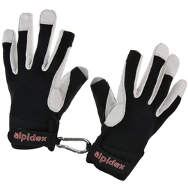 ALPIDEX Climbing Gloves Mountain Mamba Unisex Genuine Leather Gloves Climbing Gloves Finger Gloves Via Ferrata Thumb and Index Finger Open, Size: S, Colour: Wild Black