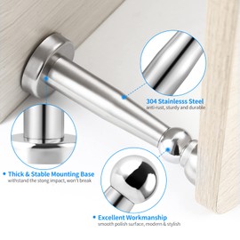 Magnetic Door Stop, 7" Long Door Stop, Stainless Steel Heavy Duty Magnetic Door Stop, Floor Wall Mount, Soft Snap Magnetic Door Holder, Door Stop, 2 Pack