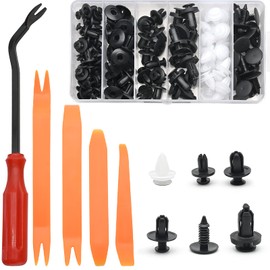 Pack of 100 Car Mounting Clips, Universal Door Trim Clips, Bumper Trim, Mounting Clips, Plastic Clips Set with Disassembly Tool, Release Tool, Car Retainer Kit