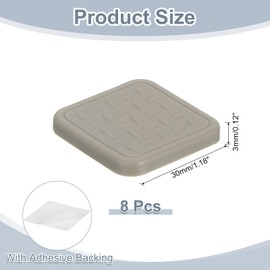 sourcing map 8Pcs Non-Slip Furniture Pads, 1.18" Square Anti Skid Rubber Caster Cups, Anti-Sliding Furniture Coasters, Anti Slide Floor Protectors Pads for Bed Couch Table (Beige)