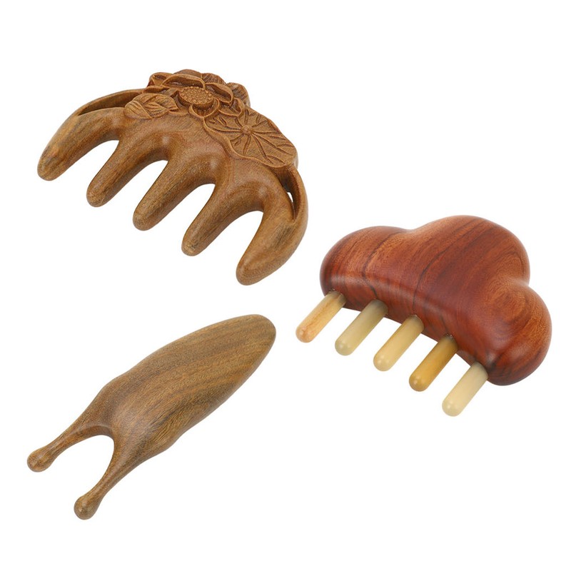 Sandalwood Meridian Comb Nose Massager Rosewood Scalp Massage Comb Set