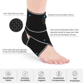 AVIDDA Ankle Support 2 Pack, Adjustable Ankle Brace for Sports, Elastic Compression Ankle Strap for Sprained Ankle, Achilles Tendon, Running