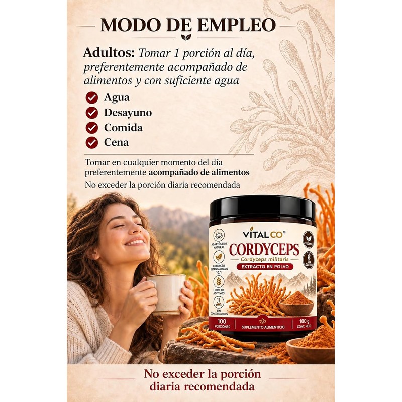 Hongo Cordyceps - Extracto Puro en Polvo 100 g -