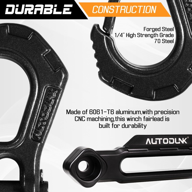 1/4" x 50ft Synthetic Winch Rope Kit with Protective Sleeve+Winch