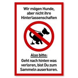 Sign Dogs kacken verboten (20 x 30 cm plastic) - funny - no dog toilet - dog waste sign - dog prohibition signs - dog signs