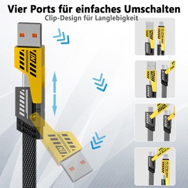 Gartmost 2Pack 4 in 1 Schnellladekabel, Datenübertragung, 2 m, geflochtenes Kabel 65 W, USB C USB A und IP, mehrere Ladekabel für Handy/Pad/mehr