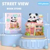 WULOBOOI Street View Bookstore Mini Building Blocks,872 Pieces Cute Panda