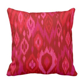 SPXUBZ Boho Chic Red Pink Fuchsia Ikat Tribal Tapestry Pillow Cover Decorative Home Decor Nice Gift Square Indoor/Outdoor Pillowcase Size: 20x20 Inch(Two Sides)