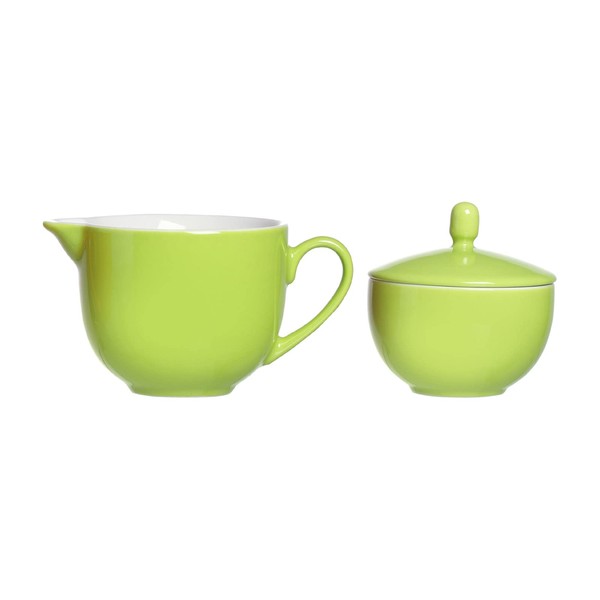 Ritzenhoff & Breker Doppio Milk and Sugar Set Green Milk Jug / Pourer 170 ml Sugar Bowl Diameter 9 cm Porcelain Dishwasher Safe