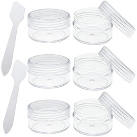 Small Travel Sample Pots with Lids 6Pcs 10ml Travel Jars for Toiletries and 2 Mini Spatulas Refillable Travel Cosmetic Containers for Creams Lotion Nail Art Glitter