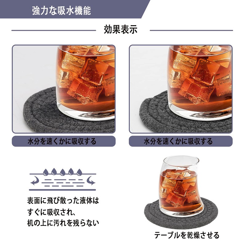 Tmtop Coasters, Absorbent Coasters, Heat Resistant, Set of 6, Diameter