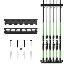 Fisherman's rod Stand Wall mounted Vertical Garage and Boat 6 rod Storage Stand Wall mounted fishing rod Stand Organizer Fishing tackle Equipment Men's and Women's Gifts (Vertical black, 1 pair)