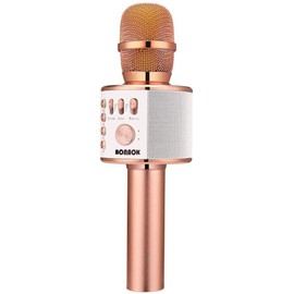 BONAOK Wireless Bluetooth Karaoke Microphone,3-in-1 Portable Handheld Karaoke Mic Speaker Machine Home Party Birthday for All Smartphones PC(Q37 Rose Gold)