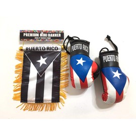 Puerto Rico Flag, Puerto Rican Car Flag, Puerto Rico Boxing Gloves