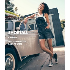 Wrangler Womens Women's Relaxed Fit ShortallWomen's Relaxed Fit Shortall, Obsidian, Large