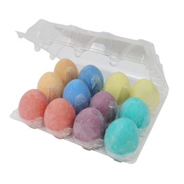 Bright Ideas PK12 Egg Shaped Chalks, Bright Coloured Playground Chalk for Children, Bright Washable Sidewalk, Pavement, Blackboard Chalk 6 Assorted Colours, 7cm Assorted Chalks