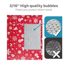 Fosmon #0 Christmas Poly Bubble Mailer 6.5 x 10 inches (10 Pack), Lightweight Water/Dust/Shock/Tear Resistant Padded Shipping Envelopes - Xmas Red White Snow