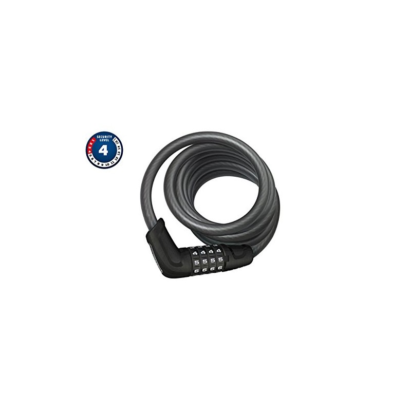 Abus 6 Series Combo Coil Cable Lock, Black, 185cm/12mm