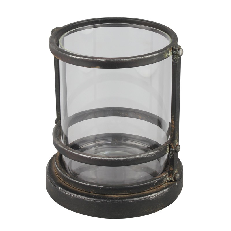 Stonebriar Industrial Black Metal Cage Pillar Candle Holder with Removable