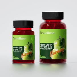 Apple cider Vinegar Gummy Energy and Gut Health - supports digestion, detoxification and cleansing - B12 is an edible supplement:_1 bottle of 30+60granules