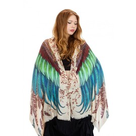 Exotic Wings Bird feathers Hand Painted and Digitally Printed Pure Cotton Shawl Scarf