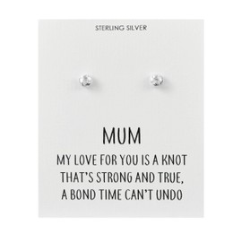 Philip Jones Sterling Silver Mum Quote Knot Earrings