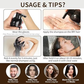 Champú Tinte Castaño Natural 500ml, 3-IN-1 Champú Tinte para Cubrir las Canas, Cabello Castaño Nutre & Oscurece para Hombres Mujeres en 10-15 mins (Ch