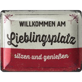 LANOLU Retro Tin Sign Favourite Place Sign - Outdoor Garden Decoration Garden Vintage Signs - Chill Lounge Garden Decoration - Wall Decoration Garden Sign Made of Metal, 15 x 20 cm