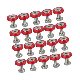 A ABSOPRO 20 Pcs Car Motorcycle Red M6 Fender Bumper Washer Bolt Nuts Kit Aluminum Alloy Engine Bay Fastener Item Replacement