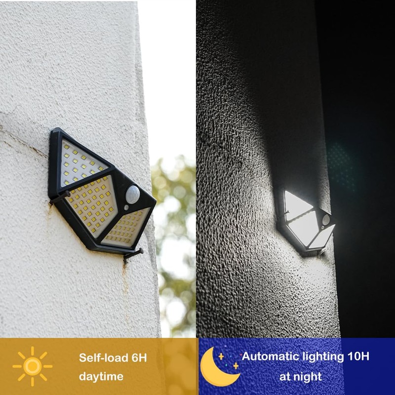 Hqynss Solar Lights for Outdoors,4pc Solar Spotlight with Motion Sensor,100LEDs,3MODES,1200mAh,Suitable