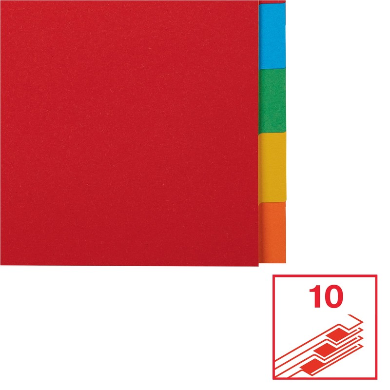 Esselte 10 Packs A4 Card File Dividers. 10 Parts Coloured