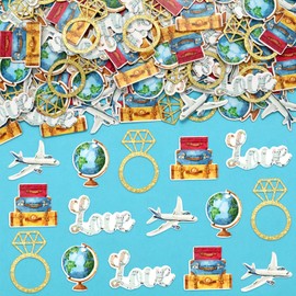 200 Pieces Travel Bachelorette Party Confetti - Traveling From Miss to Mrs Bridal Shower Decorations, Double Sided Travel Confetti Scatter Paper Table Decor for Engagement Wedding Party