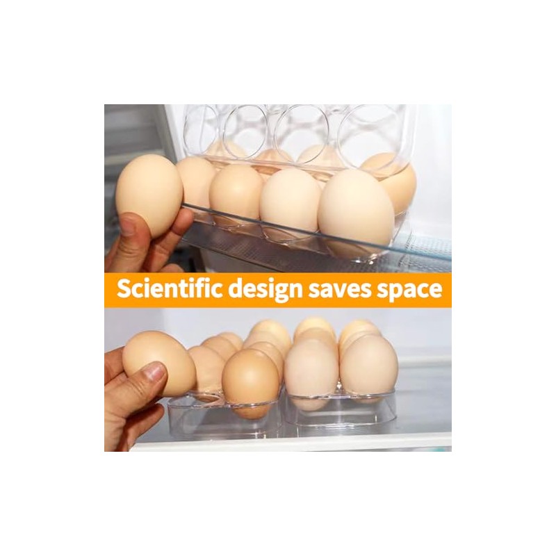 Pack of 2 Fridge Egg Holders, 16 Eggs Space Saving