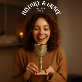 REPLICARTZ Gold Embossed Chalice Goblet – Medieval-Style Brass Cup for Ceremonial Use, Wine, Altar, and Religious Décor – 7 oz / 210 ml Full Size Vintage Goblet for Collectors & Gifts